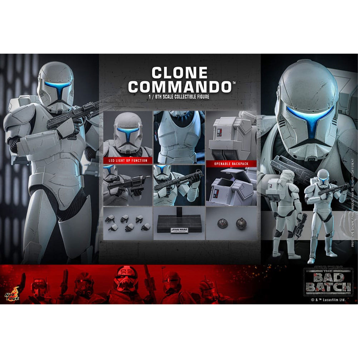 Star Wars: The Bad Batch 1/6 Clone Commando -Action Figuuri