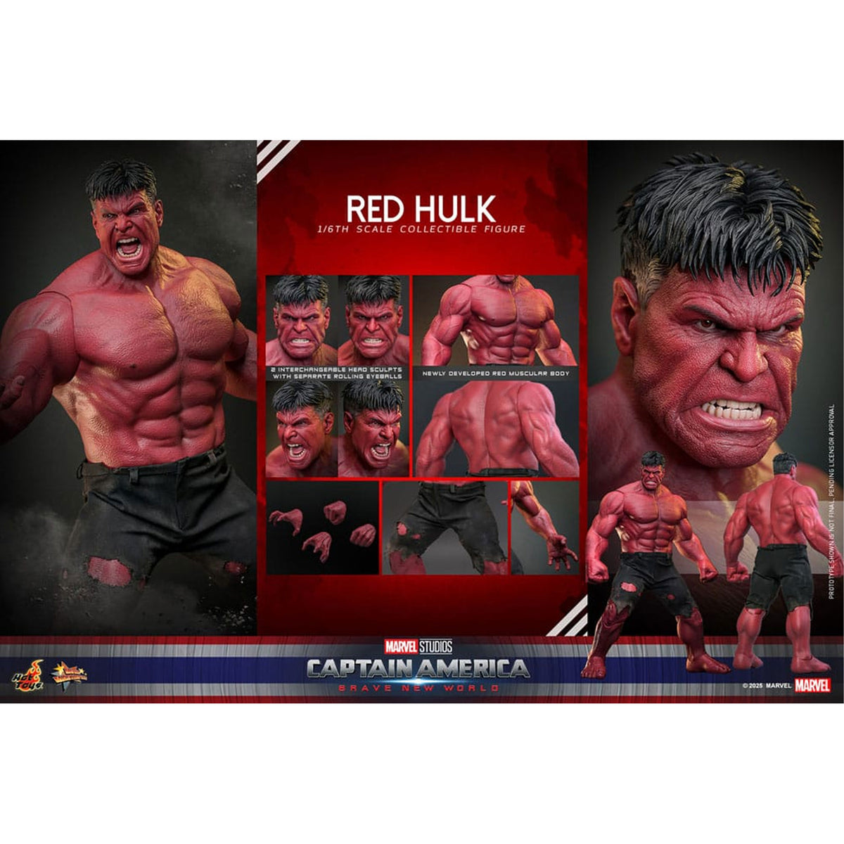Captain America: Brave New World Movie Masterpiece Action Figure 1/6 Red Hulk