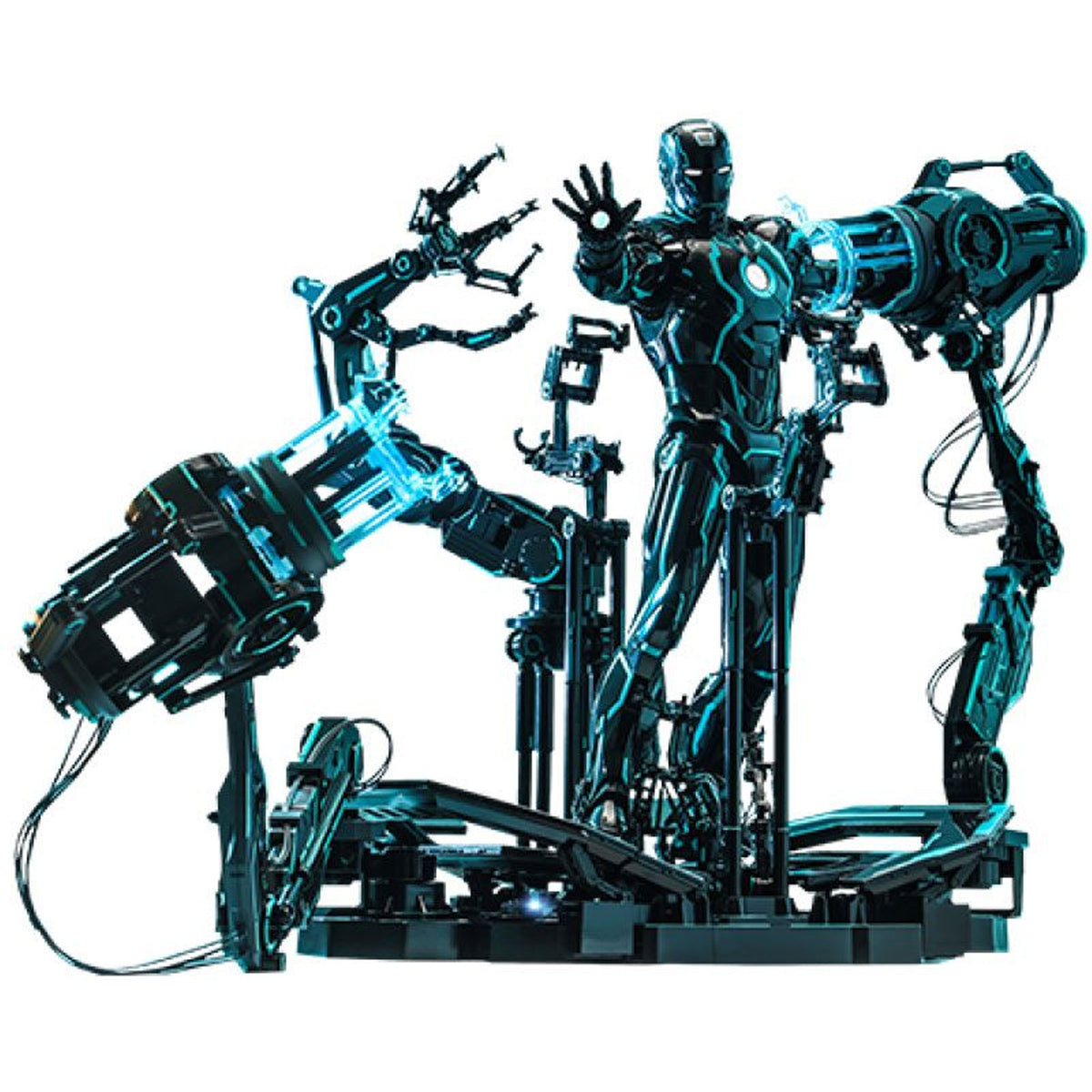 Iron Man 2 1/6 Neon Tech Iron Man with Suit-Up Gantry -Action Figuuri