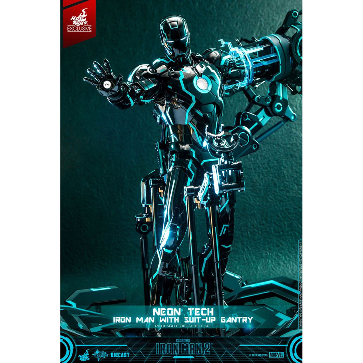Iron Man 2 1/6 Neon Tech Iron Man with Suit-Up Gantry -Action Figuuri