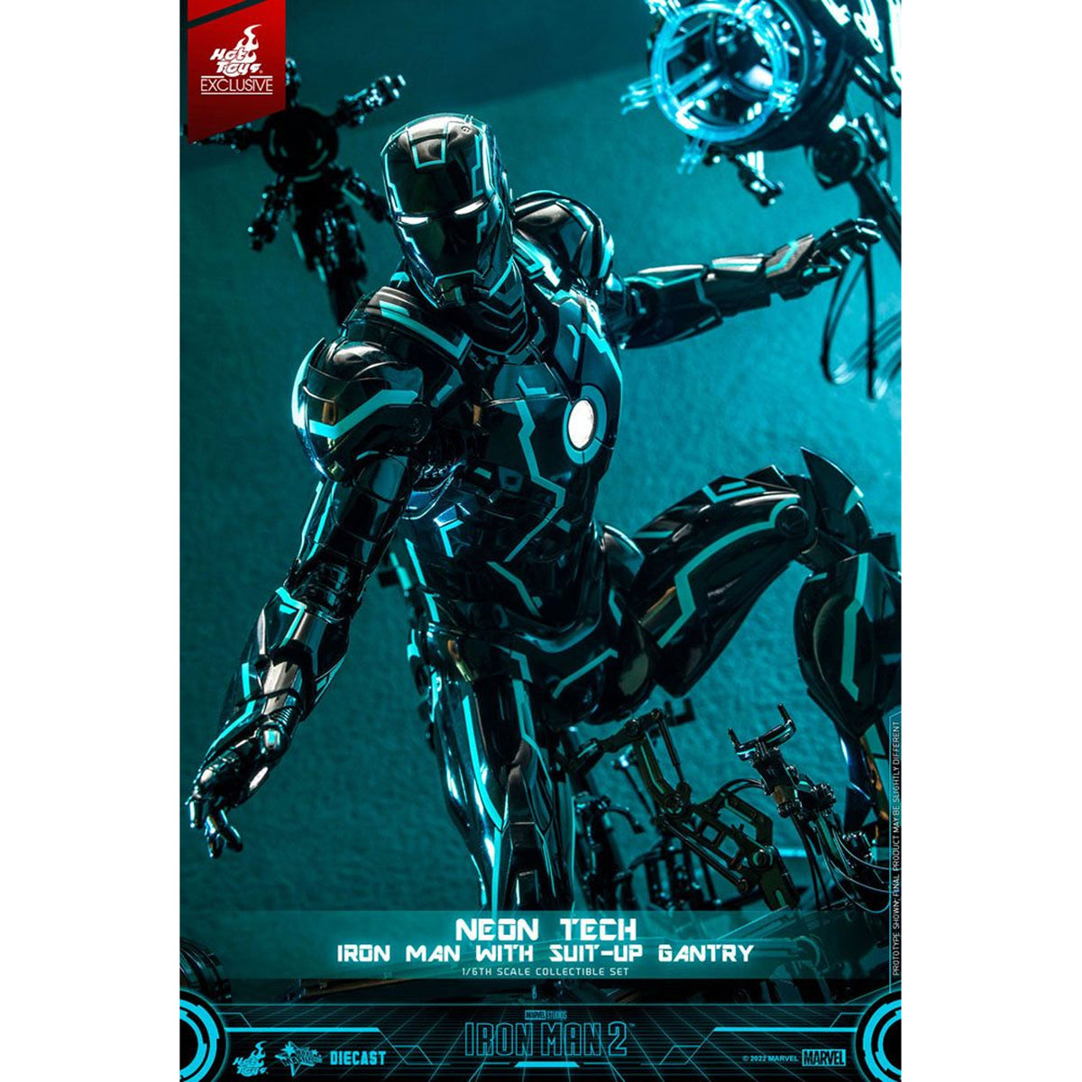 Iron Man 2 1/6 Neon Tech Iron Man with Suit-Up Gantry -Action Figuuri