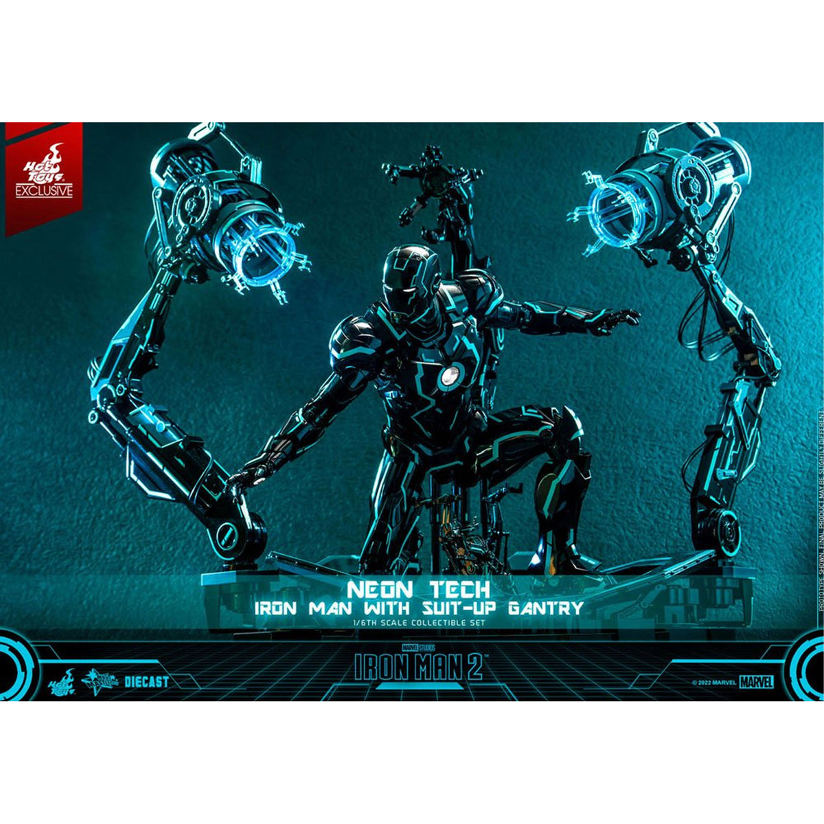 Iron Man 2 1/6 Neon Tech Iron Man with Suit-Up Gantry -Action Figuuri