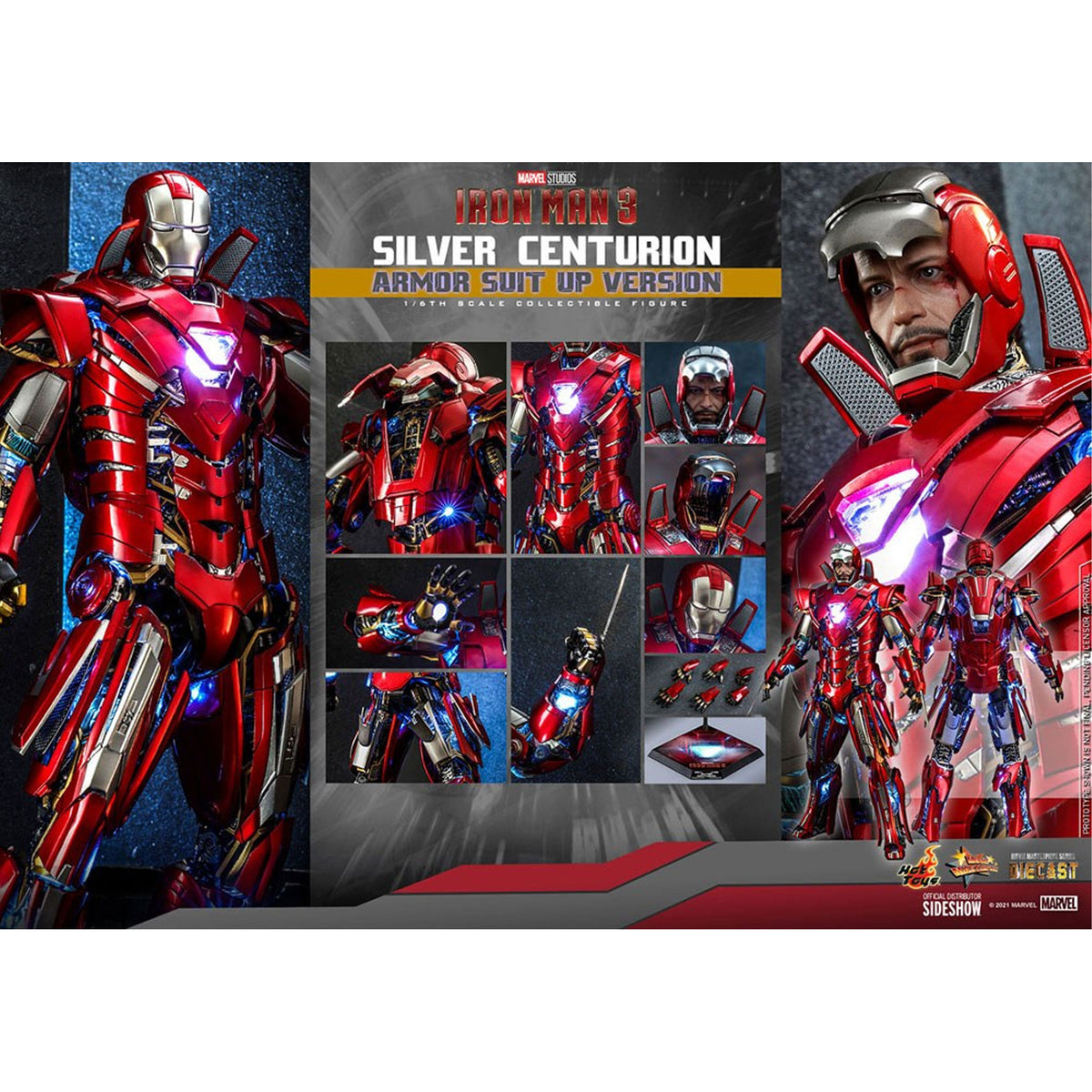 Iron Man 3 Movie Masterpiece 1/6 Silver Centurion (Armor Suit Up Version)