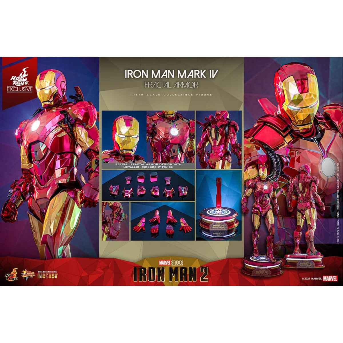 Iron Man Movie Masterpiece Diecast 1/6 Iron Man Mark VI (Fractal Armor) Hot Toys Exclusive -Action Figuuri