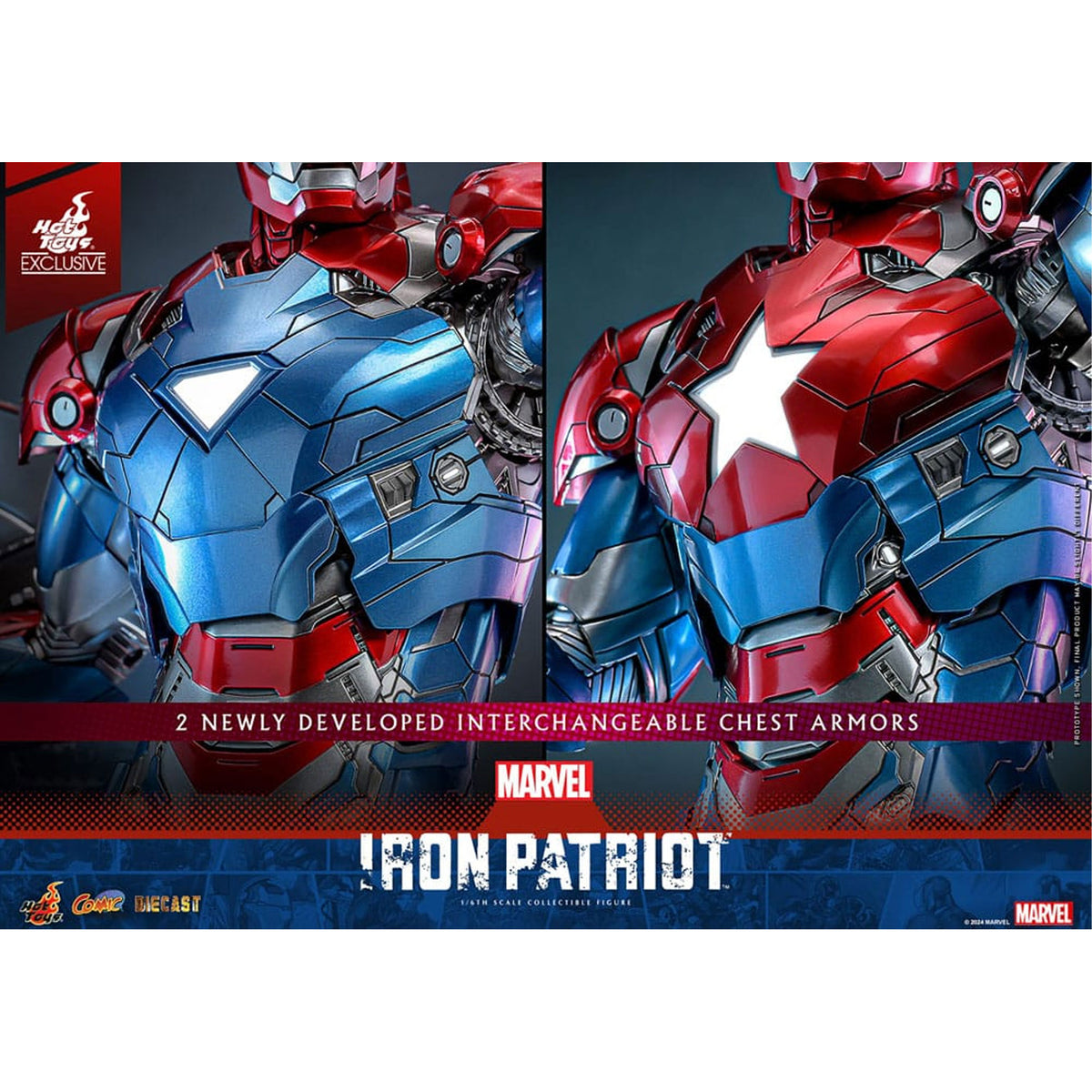 Marvel Comic Diecast Masterpiece Action Figure 1/6 Iron Patriot Hot Toys Exclusive