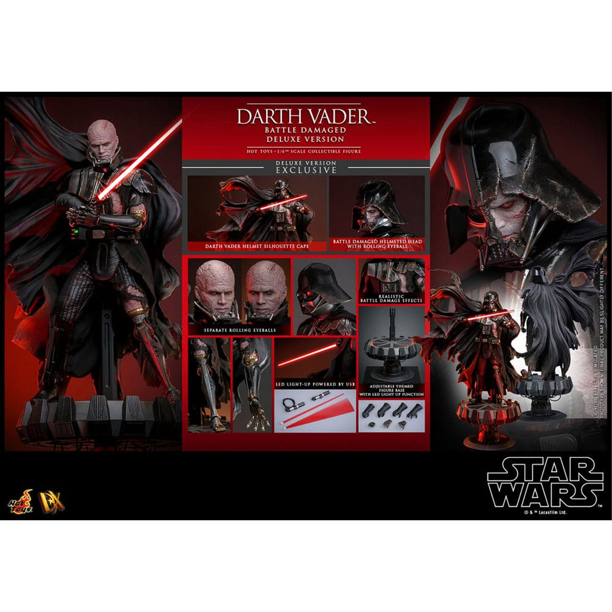 Star Wars 1/6 Darth Vader (Battle Damaged) Deluxe Version -Action Figuuri