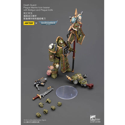 Warhammer 40,000 Death Guard Plague Marine Icon bearer with Boltgun and Plague knife -Action Figure